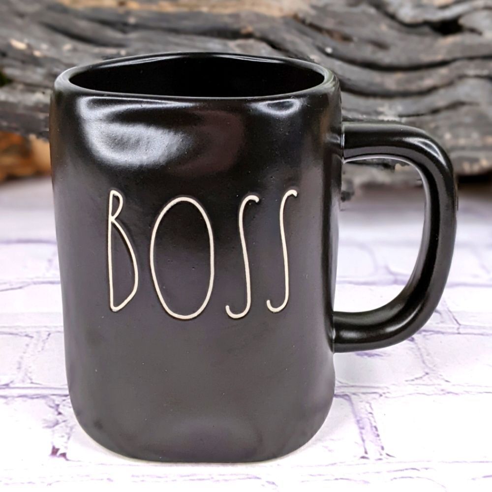 Rae Dunn BOSS Black Ceramic Mug